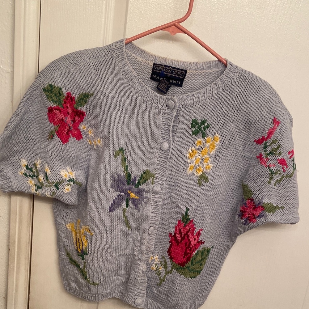 Heirloom Collectibles Floral Cardigan - Gray